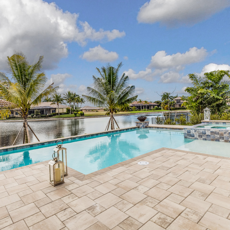 residential pool and palm trees